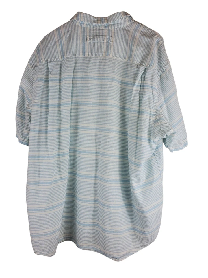 Duluth Trading Co Para Hombres 3XL Azul Rayas Botones Manga Corta Algodón Cáñamo Foto 3 de 4