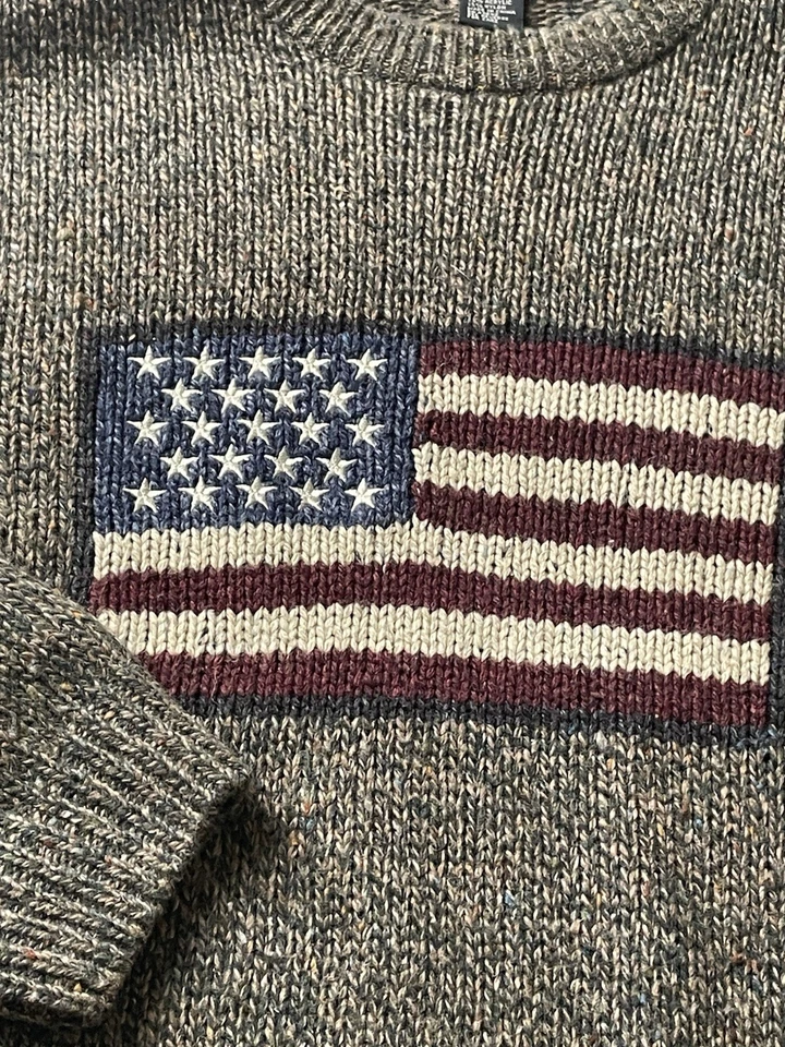 Suéter COTTON TRADERS Hombre XL Marrón Bandera Americana EE. UU. Marrón. Foto 4 de 4