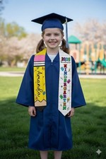 Kid Pencil Graduation Stole, Custom Name Crayon Pre K Grad Sash, Kindergarten Cl