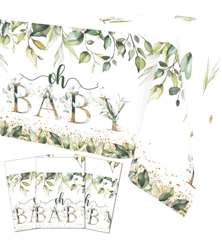 Sage Green Tablecloth Eucalyptus Leaf Table Baby Shower Sage