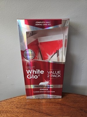 2x White Glo Professional Choice Toothpaste 5oz Twin Pack w/ Toothbrush New