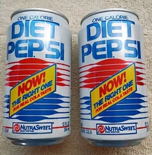2 VINTAGE MID 1980'S DIET PEPSI 12oz SODA POP ALUMINUM CANS