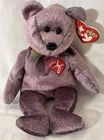 Ty Beanie Baby 2000 Signature Purple Bear Plush w/ Heart Tag Vintage