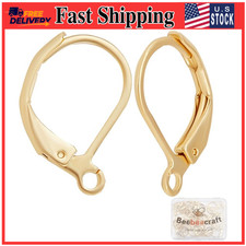 50Pcs/Box Leverback Earring Findings 24K Gold Plated Stainless Steel French Earr