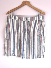 Papaya Linen Stripe Skirt Size 16 Pastel Stripes Straight Cut 33" W 20" L