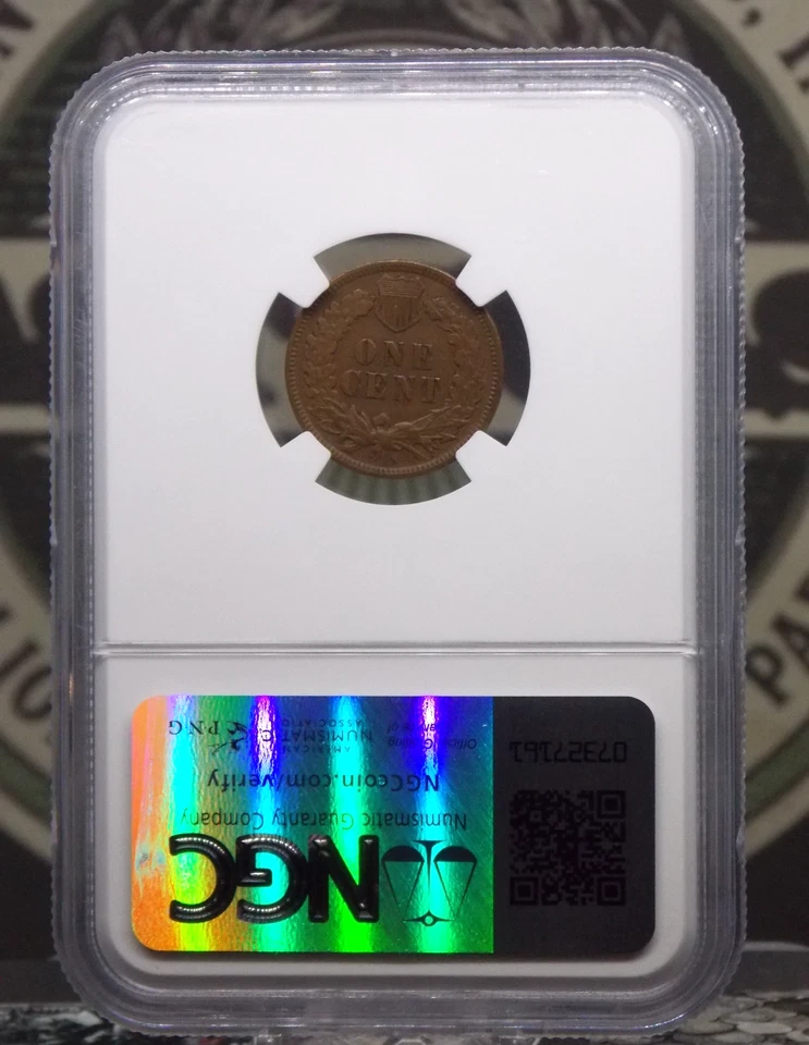 1908 "S" Indian Head Cent Penny 1c NGC XF40 BN #005 Extra Fine ECC&C, Inc. - Image 4 of 4