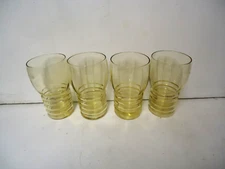 mid century ribbed yellow glass tumblers set of 4