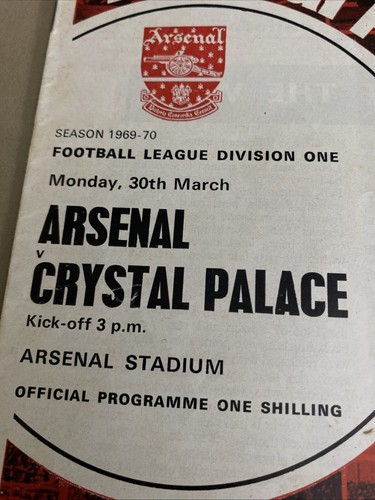 ARSENAL V CRYSTAL PALACE 1969-70 LEAGUE PROGRAMME - 第 2/6 張圖片