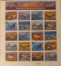 USPS Sc#3916-25 AMERICAN ADVANCES IN AVIATION 20, 37c stamp sheet  SA 2004