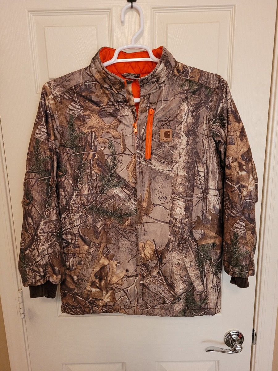 Carhartt Realtree Camo Quilted Orange Lined Hunting Jacket