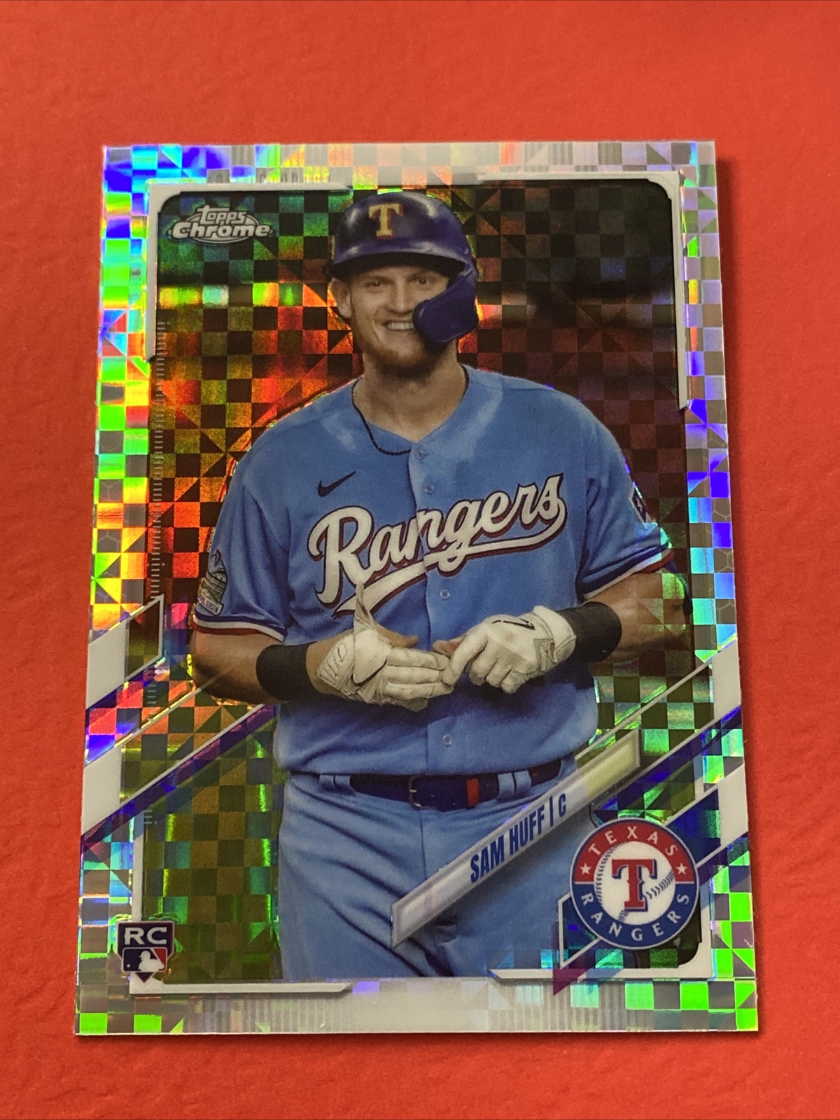 2021 Topps Chrome Sam Huff X-Fractor RC #81 RANGERS