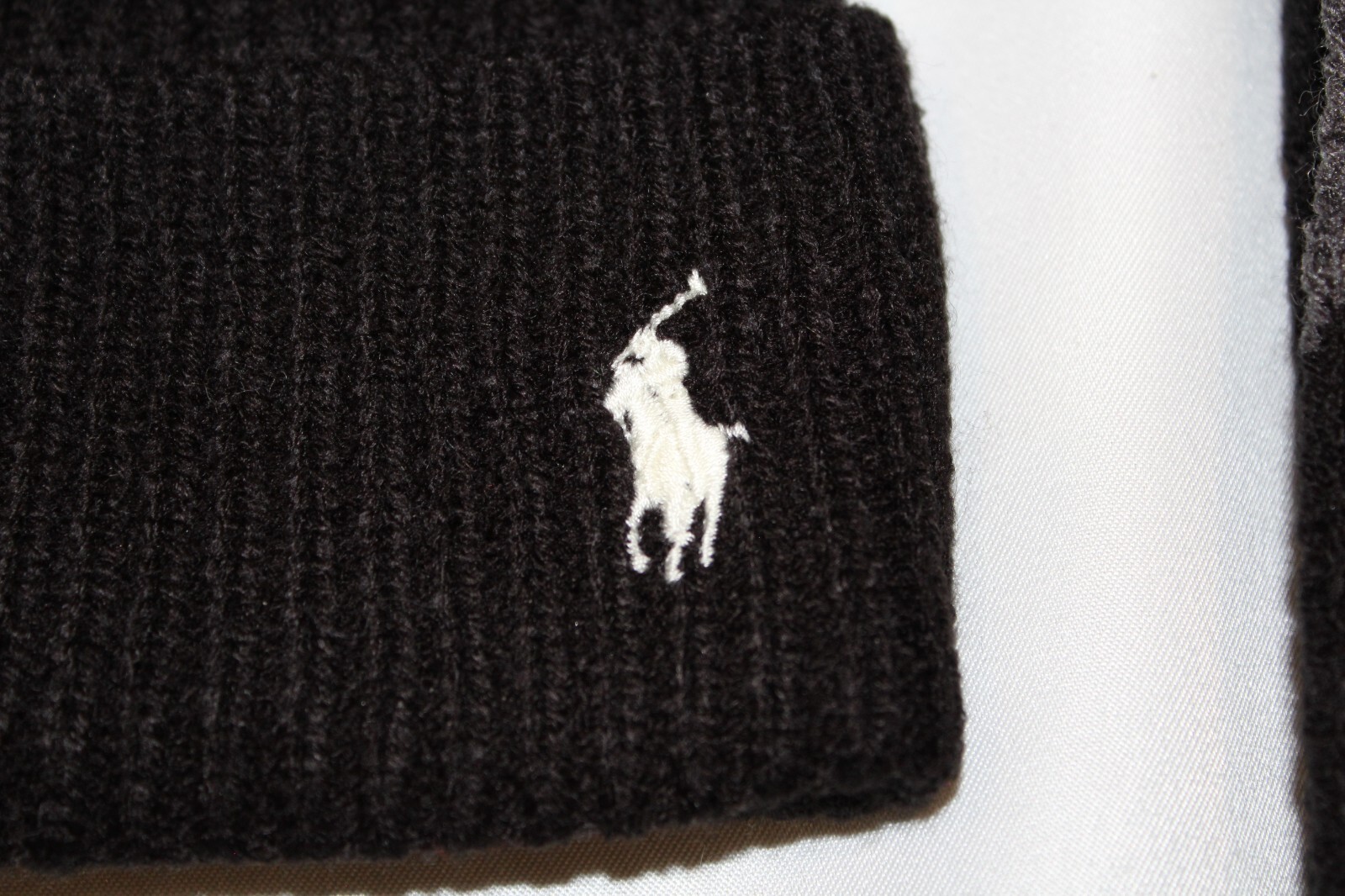 Polo Ralph Lauren uomo NERO GRIGIO berretto cappello e sciarpa set regalo logo pony NUOVO
