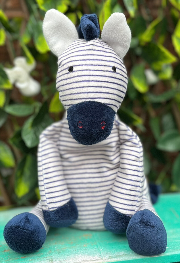 Marks & Spencer ZEBRA Blue & White Striped Chimes 23cm M&S Soft Toy Clean  VGC