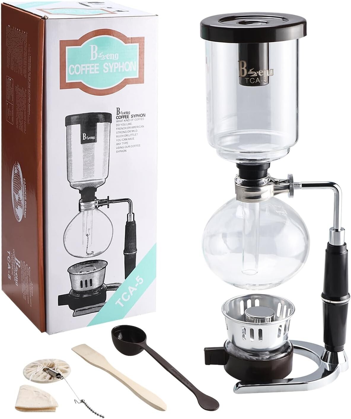 W/ Alcohol Burner Vacuum Coffee Brewer Heat-resistant