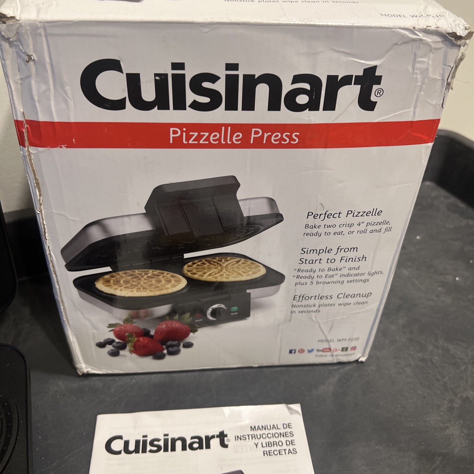 Cuisinart Pizzelle Press Silver Model WMPZ10 Complete Perfect Pizzelle