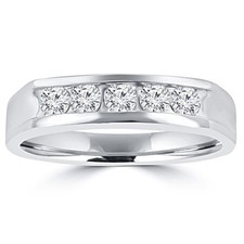 0.50 ct Men's Round Cut Diamond Wedding Band in 14 kt White Gold
