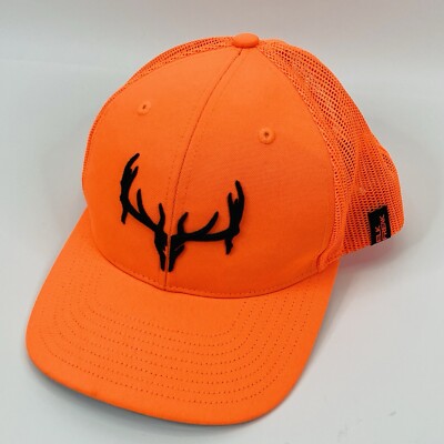 MULEY FREAK Bright Orange Mesh Snapback Trucker Hat Hunting Fishing Outdoor