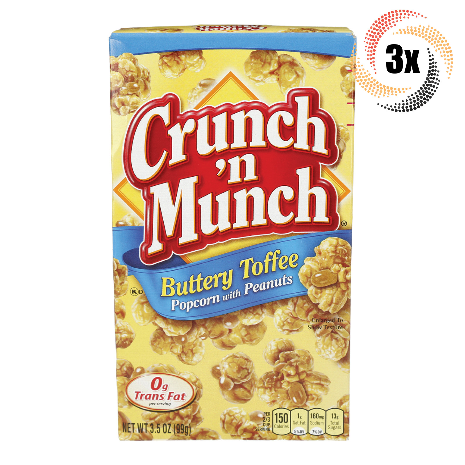 3 коробки попкорна Crunch N Munch с маслянистой ириской и арахисом 35 унции Быстрая доставка 3290₽