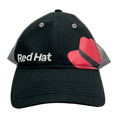 Red Hat Enterprise Linux Summit Black Trucker Style Adjustable Cap Hat