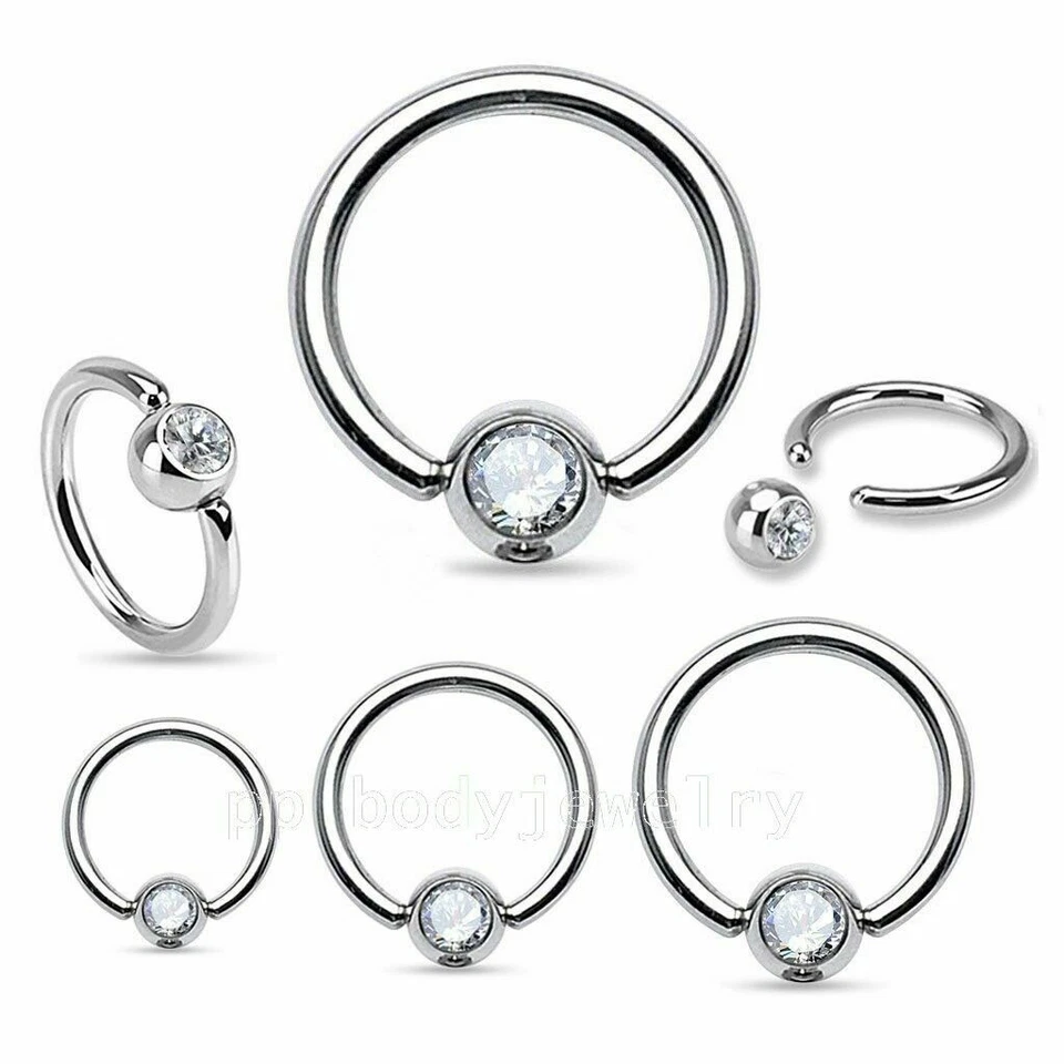 1 pieza. Pendiente de anillo de cuentas cautivas de circonita cúbica de acero quirúrgico Labret de tabique 20G 18G 16G Foto 2 de 4