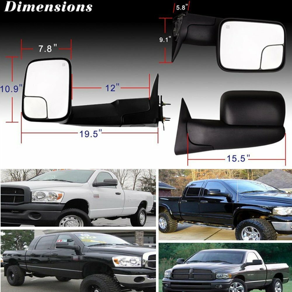 Power Heated For 19982001 Dodge Ram 1500 2500 3500 Manual Flip Tow