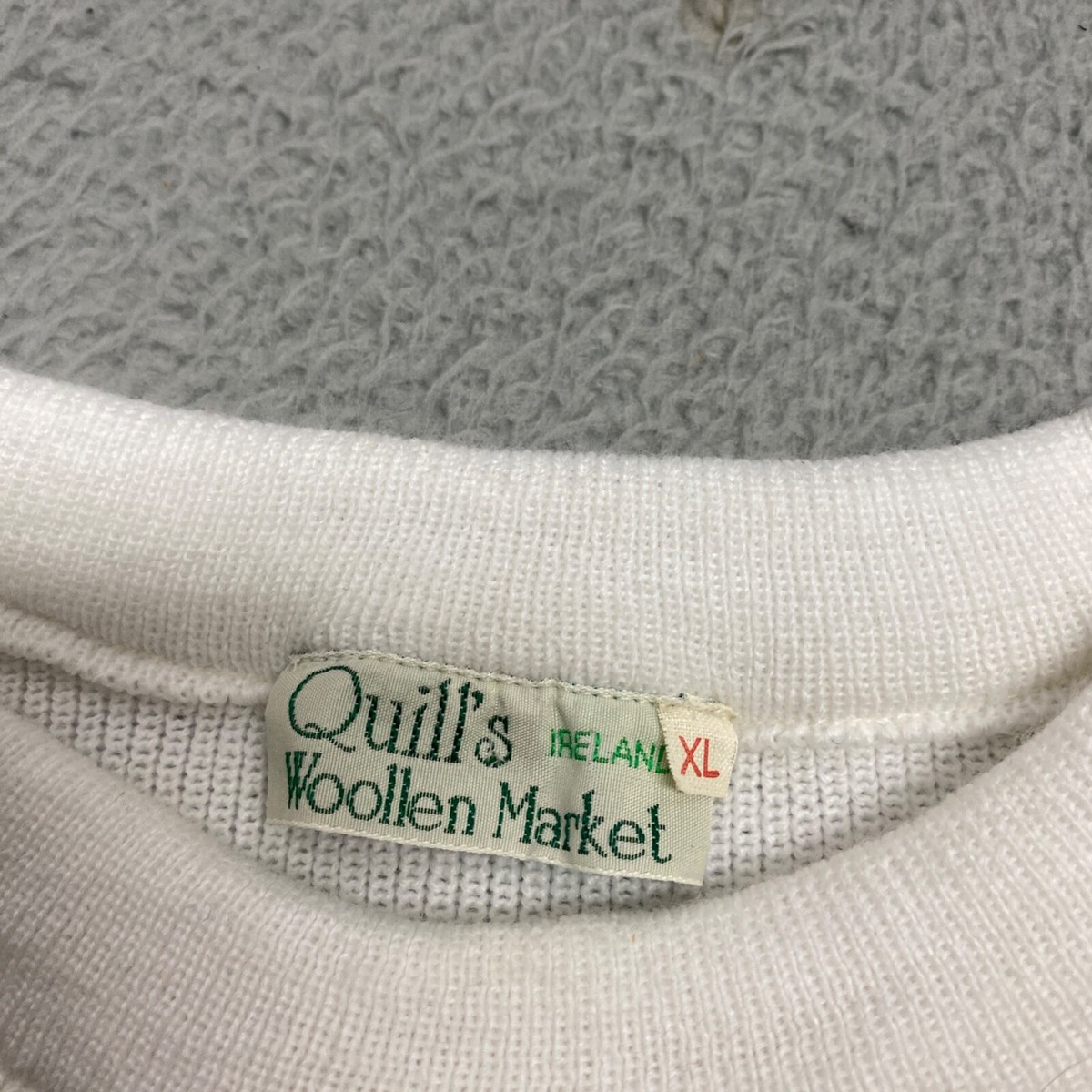 Quills Woollen Market Sweater Mens Extra Large White Green Ireland 