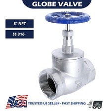 3" Inch Globe Valve Female Threaded NPT 200 WOG Stainless Steel 316