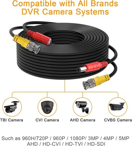 4x150ft Kamera Kabel BNC Video Wire Sicherheitskabel für CCTV DVR Black Schwarz. - Bild 3 von 8