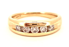 14K YELLOW GOLD 5-STONE ROUND DIAMOND MENS BAND SIZE 8.5