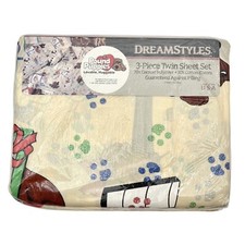 Vtg 1986 Pound Puppies DreamStyles Twin Three Piece Paw Prints Bed Set  NOS