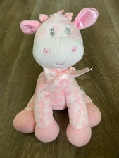 FIRST and MAIN Jingles the Giraffe pink plush baby toy 9" rattle ribbon bow 