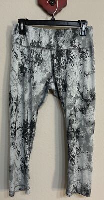 Reebok Women s Large Gray Tie-Dye Pull-On Performance Capri Leggings! A3747
