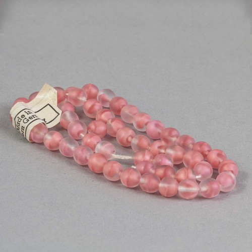 6mm matte frosted rose pink matte givre glass bead. . West Germany. Pkg. 50 pcs