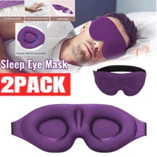 2Pack Travel 3D Eye Mask Sleep Soft Padded Shade Cover Rest Relax Blindfold US