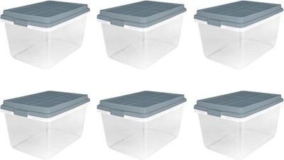72 Quart Hi-Rise Storage Bin with Lid Stackable Plastic Container Tote for Home