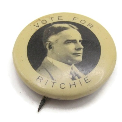 Vintage 1920s Albert C. Ritchie Presidential Campaign Pinback Button Democrat