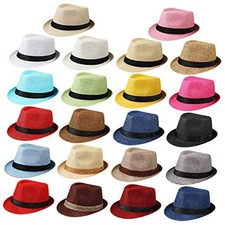 22 Pcs Panama Hat Men Straw Bulk Cuban Short Brim Hats for Men Women, 22