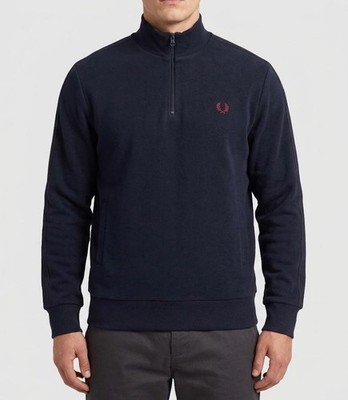 Fred Perry Sweatshirt Herren Gr.XL Half-Zip Taped Sweater Pullover Blau 156808