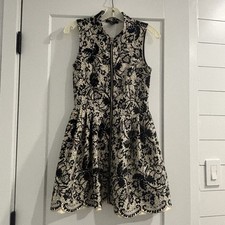 Forever 21 Women’s Black Cream Floral Zip Front Dress, Size Small