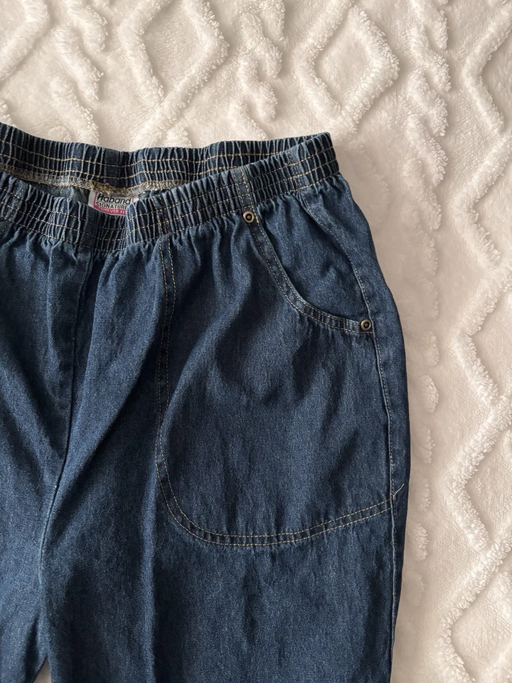 Pantalones informales de colección Haband azul cambray para dama bolsillo tiro alto LP Foto 4 de 4