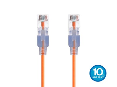 Monoprice Cat6A Ethernet Patch Cable - 3 feet Orange | Snagless RJ45 550Mhz UTP