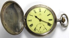 Omega 51mm Silver Pocket Watch w/ Hunter Case - Parts/Repair