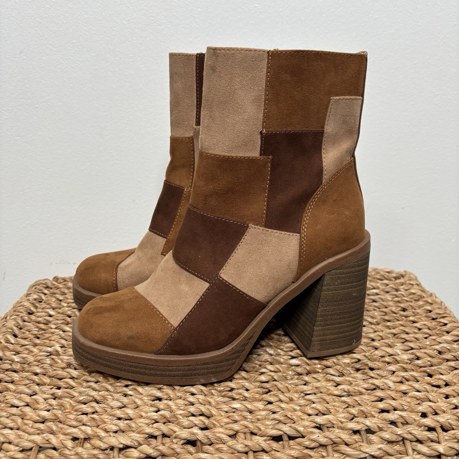 Universal Thread Patchwork Suede Ankle Boots Wome… - image 1