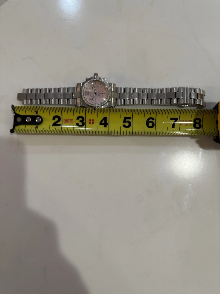 Renato Mujer BELLEZA 1.00 quilates Diamante Cronógrafo Esfera ROSA MOP/Bisel Diamante Foto 3 de 4