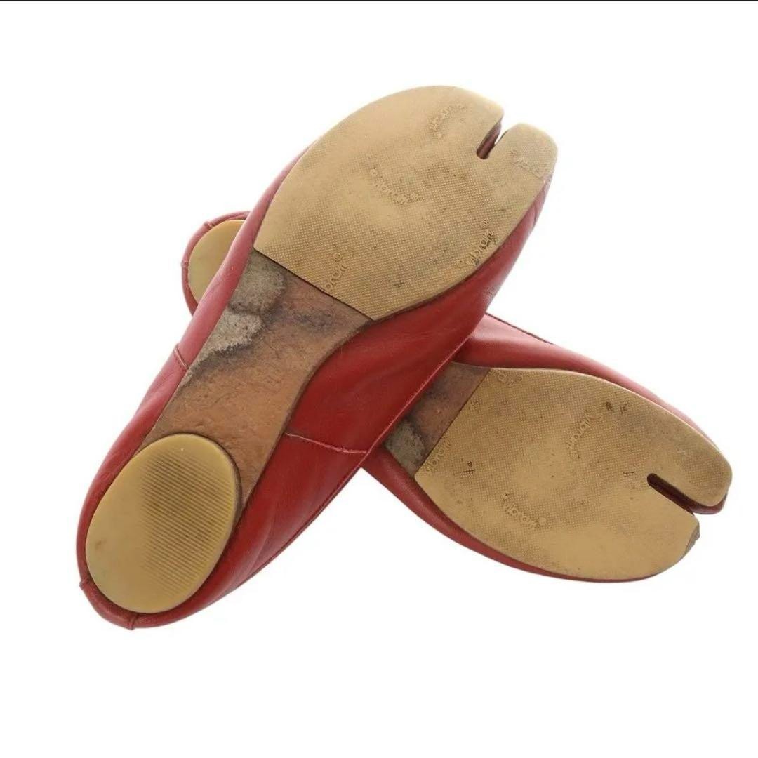 Maison Margiela Tabi red レッド 35 Martin Margiela Tabi Red Leather Flat Shoes Sz 35 Rare