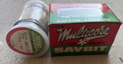 Vintage NOS 1 Lb Roll of SAVBIT Multicore 5 Core Solder 366 FLUX, Copper Loaded.