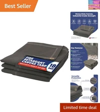 Versatile Fireproof Canvas Tarp 10' x 20' - Heavy Duty & Tear Resistant