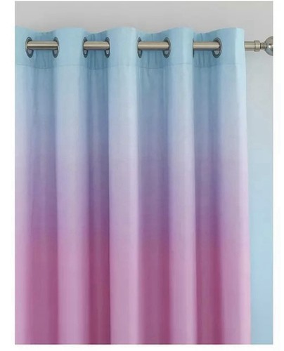 Catherine Lansfield Curtains Ombre Rainbow Clouds Eyelet Lined Two Panels Pastel - Picture 2 of 3