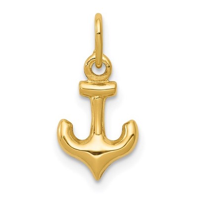 14K Yellow Gold Tinny Anchor Charm Pendant L - 16 MM