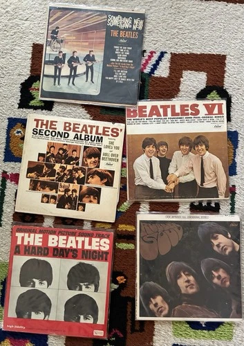 The Beatles Mix Lp Lot W Rare 45 Uncut Sleeve! (5) Vinyl